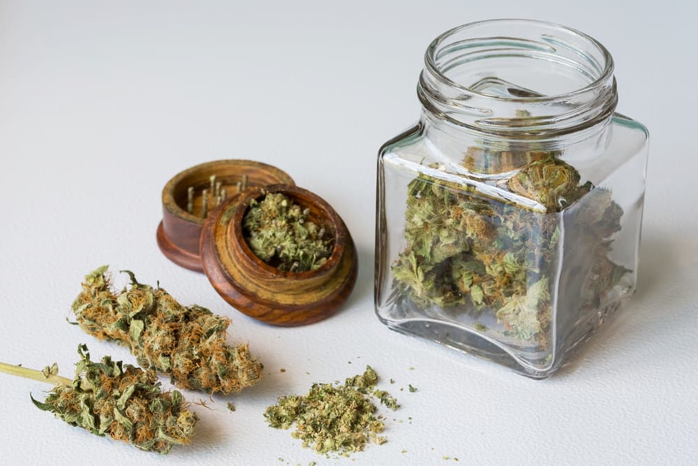 Open Jar full of cannabis flower